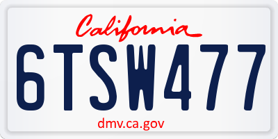 CA license plate 6TSW477