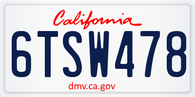 CA license plate 6TSW478