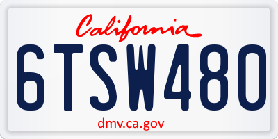CA license plate 6TSW480