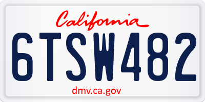 CA license plate 6TSW482