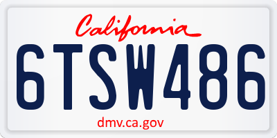 CA license plate 6TSW486