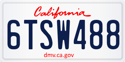 CA license plate 6TSW488