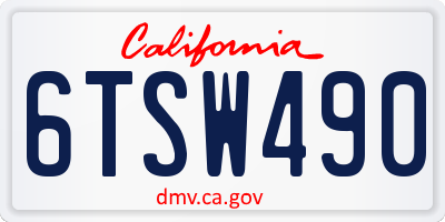 CA license plate 6TSW490