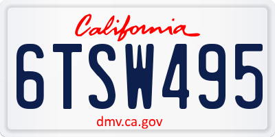 CA license plate 6TSW495