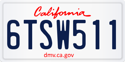 CA license plate 6TSW511