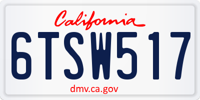 CA license plate 6TSW517