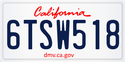 CA license plate 6TSW518