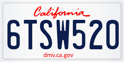 CA license plate 6TSW520