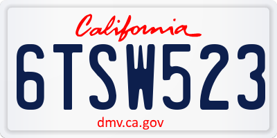 CA license plate 6TSW523