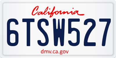 CA license plate 6TSW527