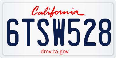 CA license plate 6TSW528