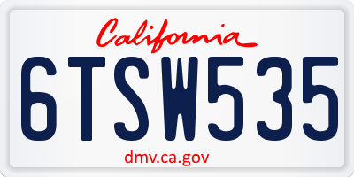 CA license plate 6TSW535