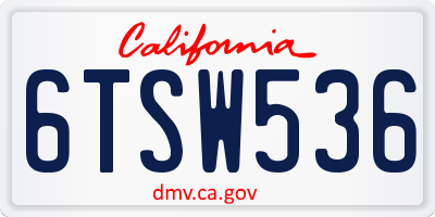 CA license plate 6TSW536