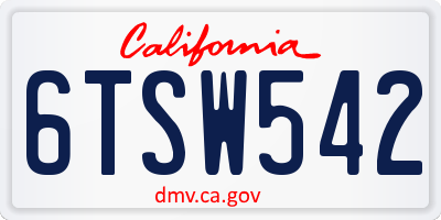 CA license plate 6TSW542