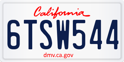 CA license plate 6TSW544