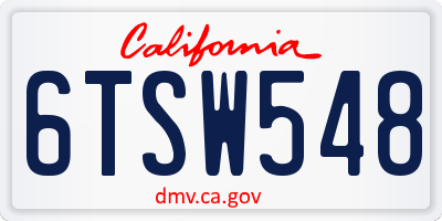 CA license plate 6TSW548