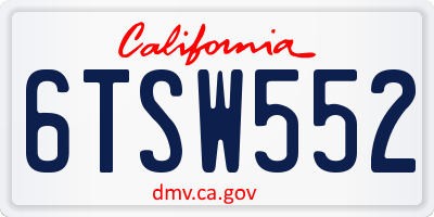 CA license plate 6TSW552