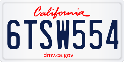 CA license plate 6TSW554