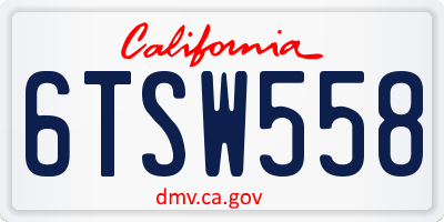 CA license plate 6TSW558