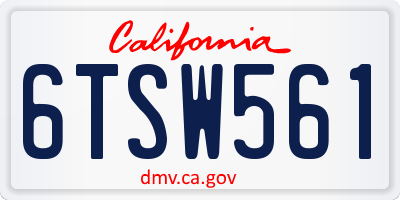 CA license plate 6TSW561