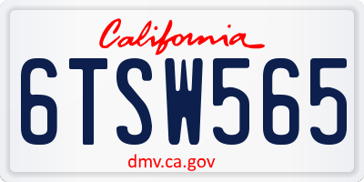 CA license plate 6TSW565