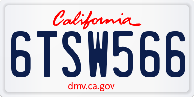 CA license plate 6TSW566