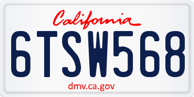 CA license plate 6TSW568