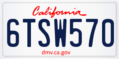 CA license plate 6TSW570