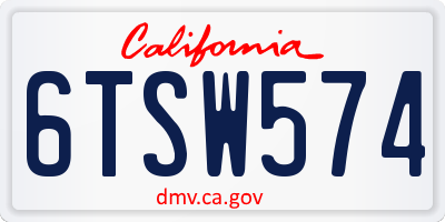 CA license plate 6TSW574