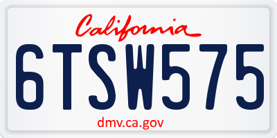 CA license plate 6TSW575