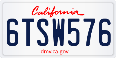 CA license plate 6TSW576