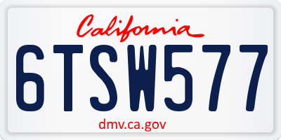 CA license plate 6TSW577