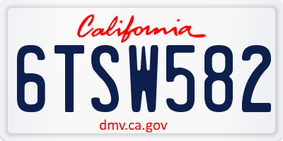 CA license plate 6TSW582