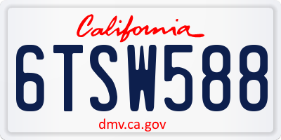 CA license plate 6TSW588