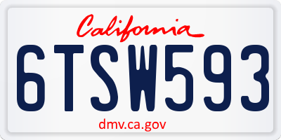 CA license plate 6TSW593