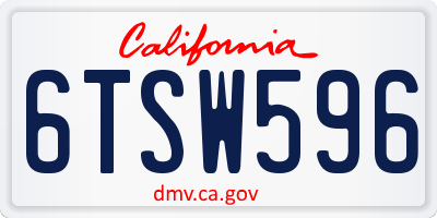 CA license plate 6TSW596