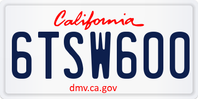 CA license plate 6TSW600