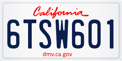 CA license plate 6TSW601