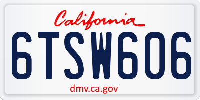 CA license plate 6TSW606
