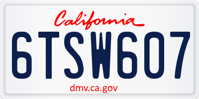 CA license plate 6TSW607