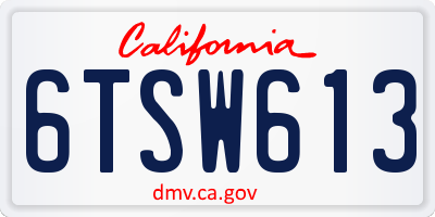 CA license plate 6TSW613