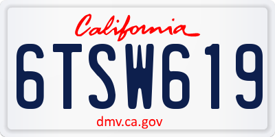 CA license plate 6TSW619