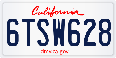 CA license plate 6TSW628