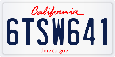 CA license plate 6TSW641