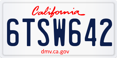 CA license plate 6TSW642