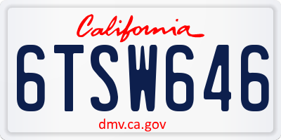 CA license plate 6TSW646