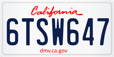 CA license plate 6TSW647