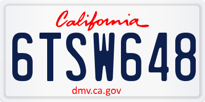 CA license plate 6TSW648