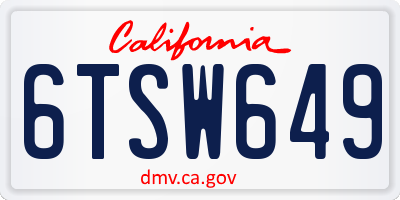 CA license plate 6TSW649