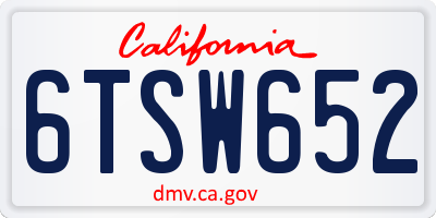 CA license plate 6TSW652